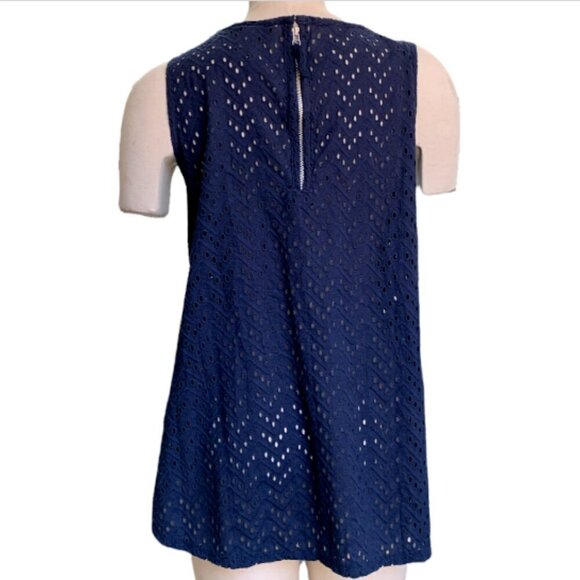 Lane Bryant Eyelet Tank Top Sleeveless Blouse Plus Sz 28 Navy Blue #17i - Picture 4 of 6